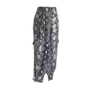 Express pants, Women, 4, snake print cream/black, hi rise, ankle cuff & snap Euc